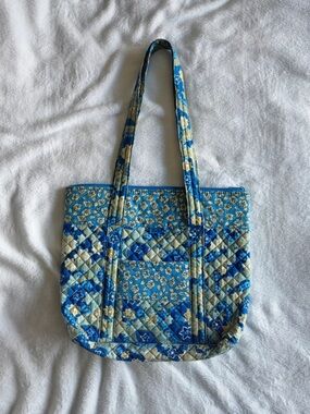 American Studio Quilted "Leenie" Blue Floral Tote Bag